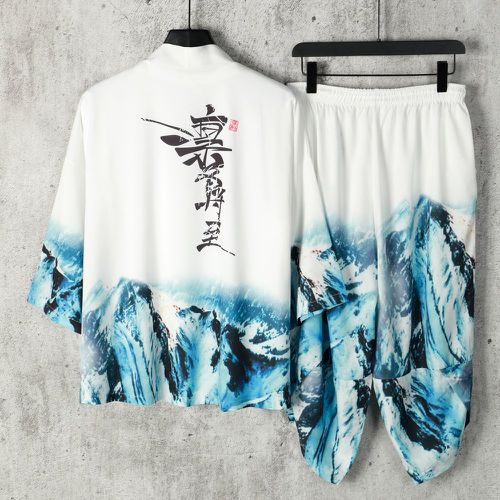 Lettre chinoise & à imprimé montagne Kimono & Short (sans t-shirt) - SHEIN - Modalova