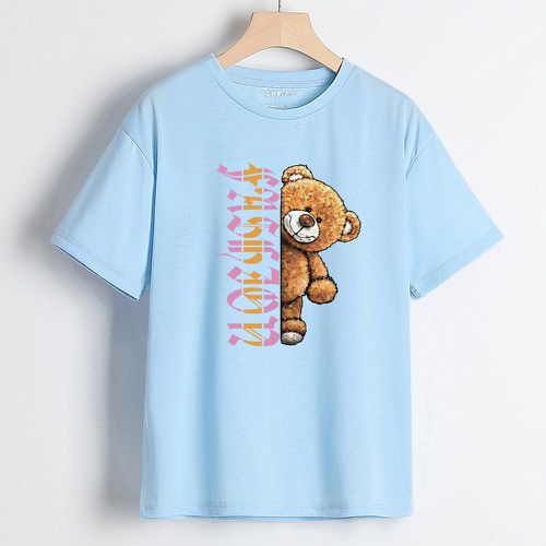 T-shirt à motif lettre et ours - SHEIN - Modalova