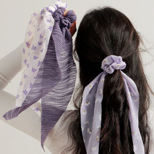 Pièces Élastique avec foulard pour cheveux marguerite & à imprimé papillon - SHEIN - Modalova