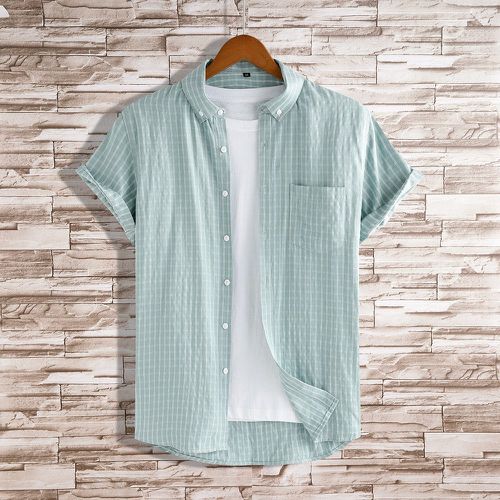 Chemise à carreaux patch à poche à bouton (sans t-shirt) - SHEIN - Modalova