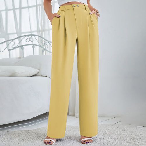 Pantalon droit taille haute à détail plié - SHEIN - Modalova