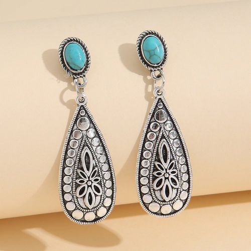 Boucles d'oreilles à design goutte d'eau à détail turquoise - SHEIN - Modalova