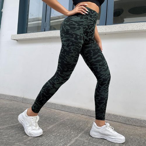 Legging de sport sans couture à imprimé camouflage taille haute - SHEIN - Modalova