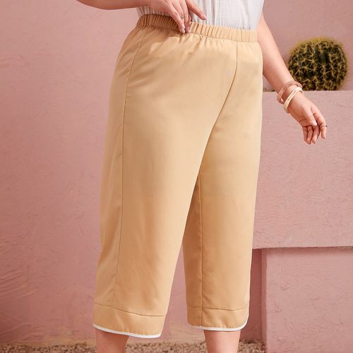 Pantalon corsaire à liseré contrastant taille élastique - SHEIN - Modalova