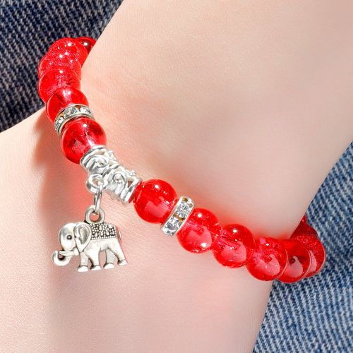 Bracelet à breloque d'éléphant perlé - SHEIN - Modalova