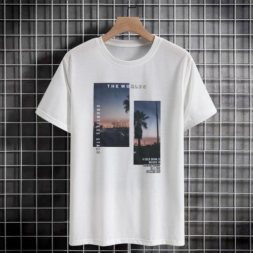T-shirt à imprimé paysage et slogan - SHEIN - Modalova