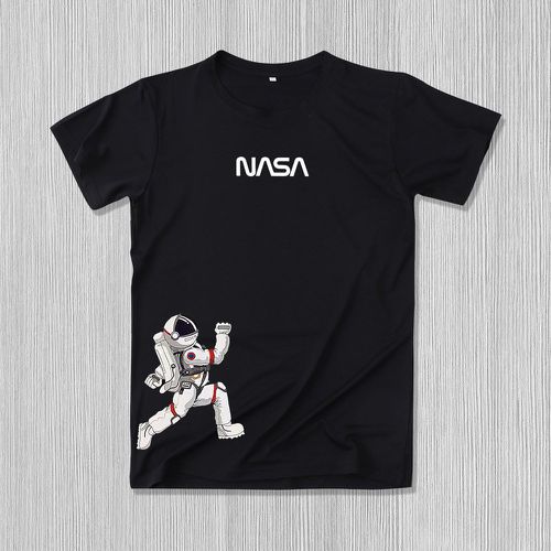 T-shirt à imprimé astronaute et lettre - SHEIN - Modalova