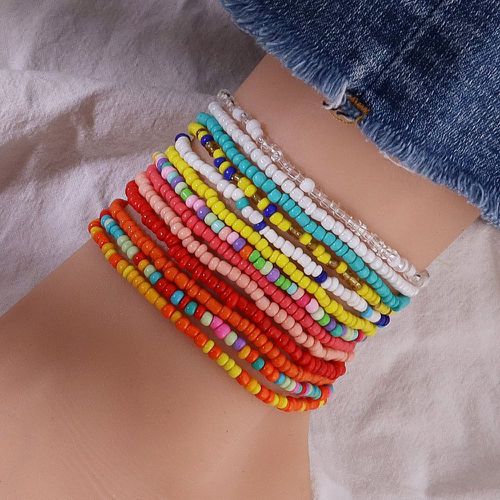 Pièces Bracelet de cheville perlé à blocs de couleurs - SHEIN - Modalova