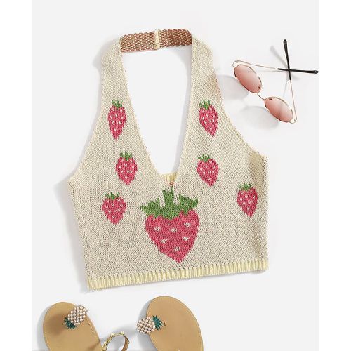Top en tricot à motif fraise - SHEIN - Modalova
