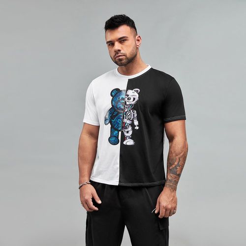 T-shirt à blocs de couleurs à imprimé ours - SHEIN - Modalova