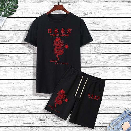 Dragon chinois & lettre japonaise T-shirt & Short à cordon - SHEIN - Modalova