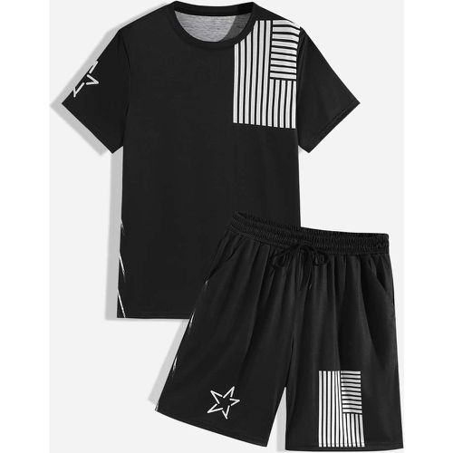 Short & T-shirt à imprimé étoile et rayure - SHEIN - Modalova