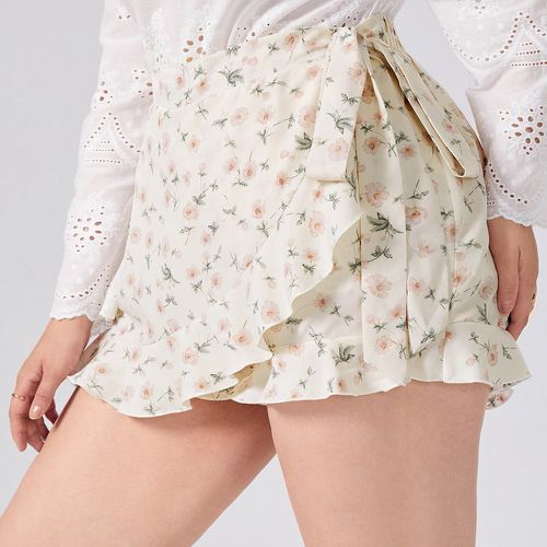 Jupe-short à imprimé floral à nœud croisé - SHEIN - Modalova