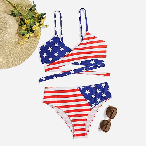 Bikini à imprimé drapeau américain croisé - SHEIN - Modalova