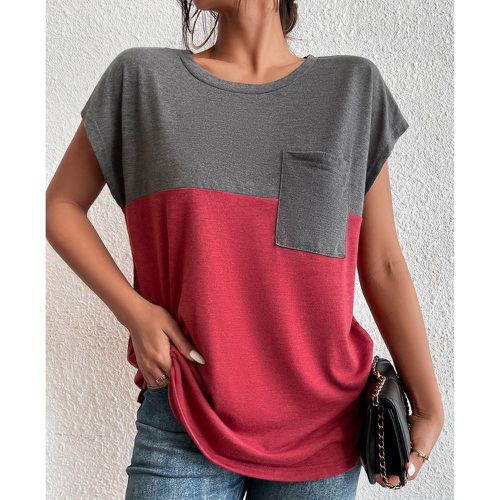 T-shirt à blocs de couleurs à poche - SHEIN - Modalova