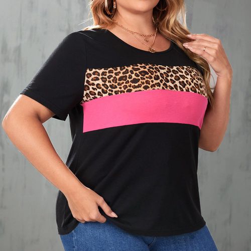 T-shirt à blocs de couleurs à léopard - SHEIN - Modalova
