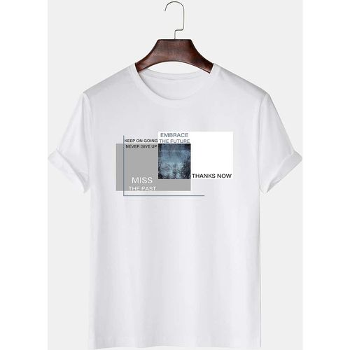 T-shirt à imprimé géométrique et slogan - SHEIN - Modalova