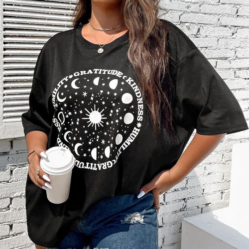 T-shirt oversize galaxie & à lettres - SHEIN - Modalova