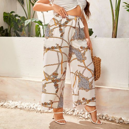 Pantalon ample à imprimé léopard et chaîne ceinturé - SHEIN - Modalova