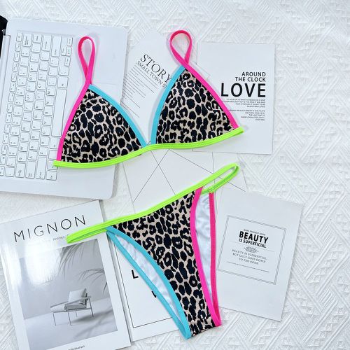 Bikini léopard liseré contrastant - SHEIN - Modalova