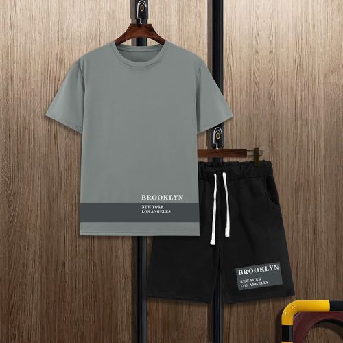 T-shirt à lettres & Short à cordon - SHEIN - Modalova
