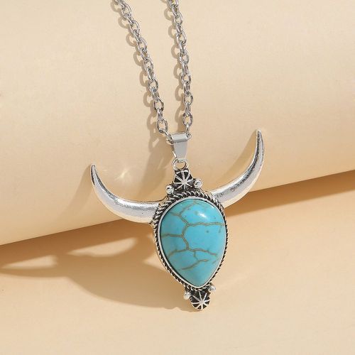 Collier avec pendentif turquoise bovins - SHEIN - Modalova