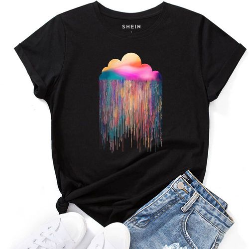 T-shirt nuage & à imprimé - SHEIN - Modalova