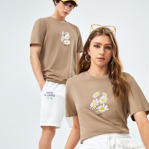 Pièce T-shirt fleuri à imprimé slogan - SHEIN - Modalova