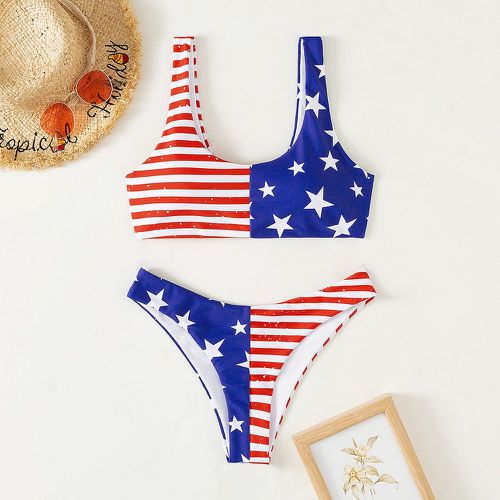 Bikini aléatoire à imprimé drapeau américain - SHEIN - Modalova