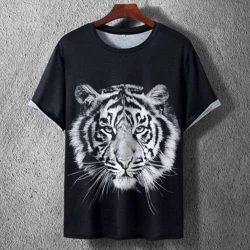 Homme T-shirt à imprimé tigre - SHEIN - Modalova