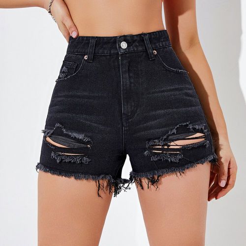 Short en jean déchiré ourlet effiloché - SHEIN - Modalova