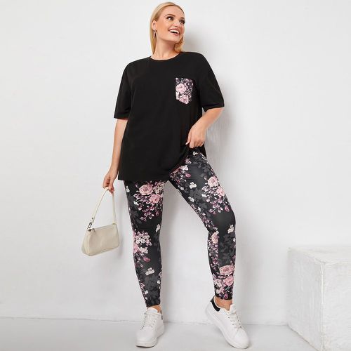 Avec poche T-shirt avec fleuri Legging - SHEIN - Modalova