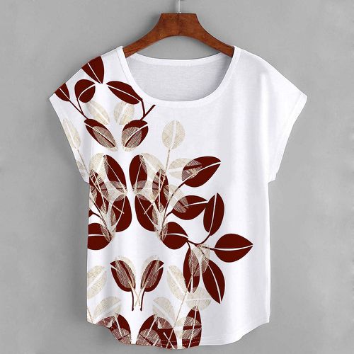 T-shirt à imprimé végétale manches chauve-souris - SHEIN - Modalova