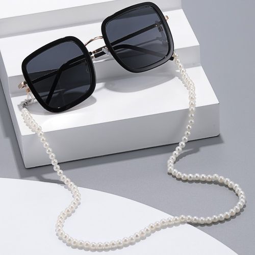 Lunettes de mode à monture carrée avec à fausse perle Chaîne de lunettes - SHEIN - Modalova