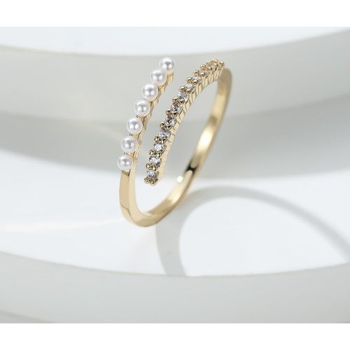 Bague ouverte fausse perle et strass - SHEIN - Modalova