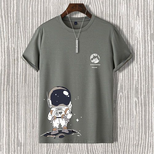 T-shirt à motif d'astronaute et de lettre graphique - SHEIN - Modalova