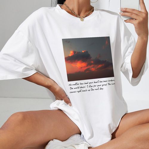 T-shirt oversize à motif slogan et photo - SHEIN - Modalova