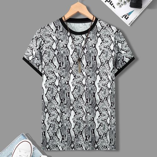 T-shirt à imprimé python à bordure contrastante - SHEIN - Modalova