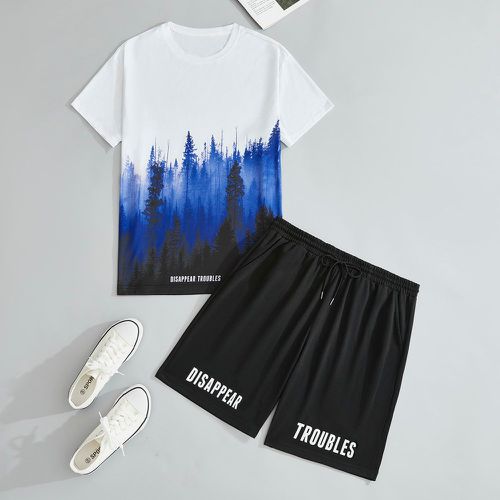 T-shirt à lettres arbre & Short à cordon - SHEIN - Modalova