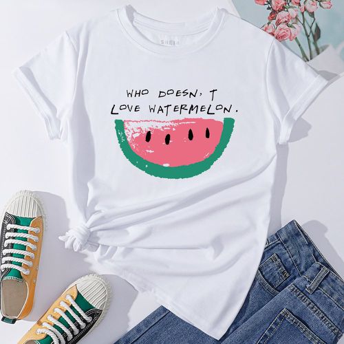 T-shirt à motif slogan et pastèque - SHEIN - Modalova