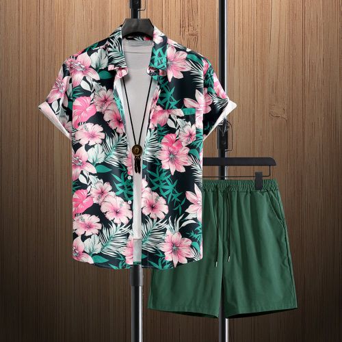 Chemise à imprimé tropical & Short à cordon (sans t-shirt) - SHEIN - Modalova