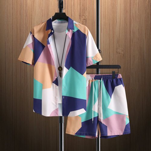 Chemise à blocs de couleurs à bouton avec Short à cordon(sans t-shirt) - SHEIN - Modalova