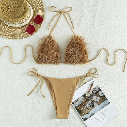Bikini en soie brillant ras-du-cou à nœud - SHEIN - Modalova