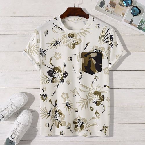 T-shirt camouflage & à imprimé floral - SHEIN - Modalova