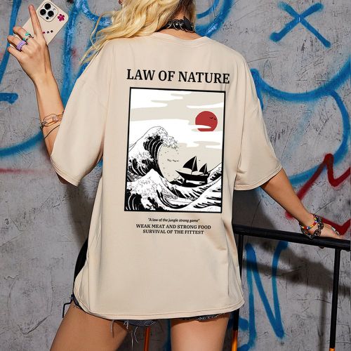 T-shirt oversize slogan & à imprimé paysage - SHEIN - Modalova