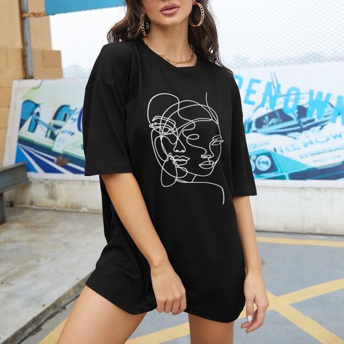 T-shirt oversize à motif figure abstraite - SHEIN - Modalova