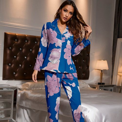 Ensemble de pyjama à imprimé floral à patch à poche - SHEIN - Modalova