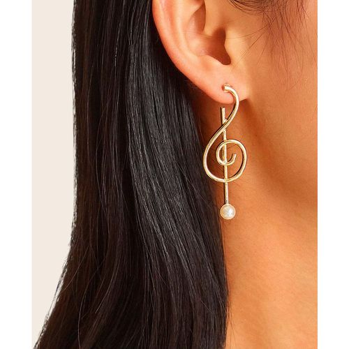 Boucles d'oreilles à fausse perle note de musique design - SHEIN - Modalova