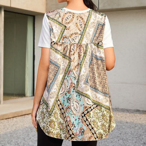 T-shirt à imprimé patchwork asymétrique - SHEIN - Modalova