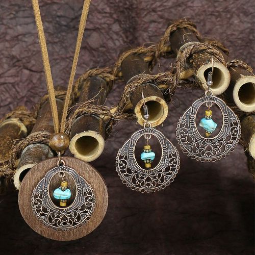 Pièces Set de bijoux ajouré à détail turquoise - SHEIN - Modalova
